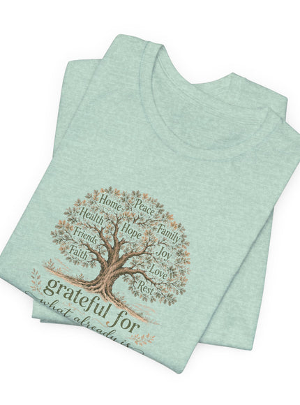 "Grateful For What Already Is" Unisex Jersey Short Sleeve Tee