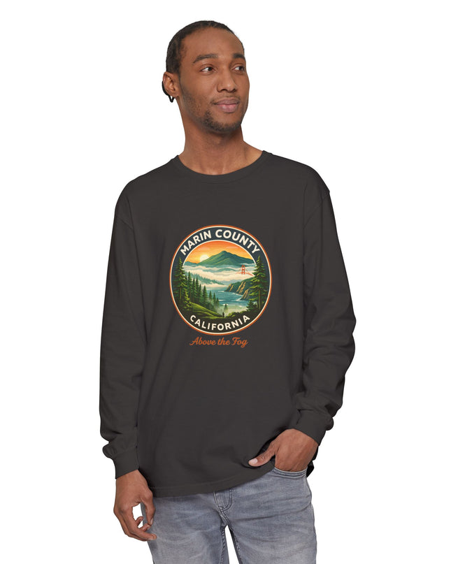 "Marin County, Above the Fog" Unisex Garment-dyed Long Sleeve T-Shirt