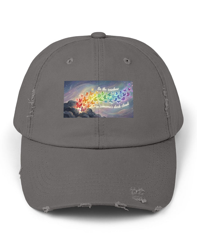 "Be the Rainbow in Someone's Dark Cloud" Unisex Distressed Cap