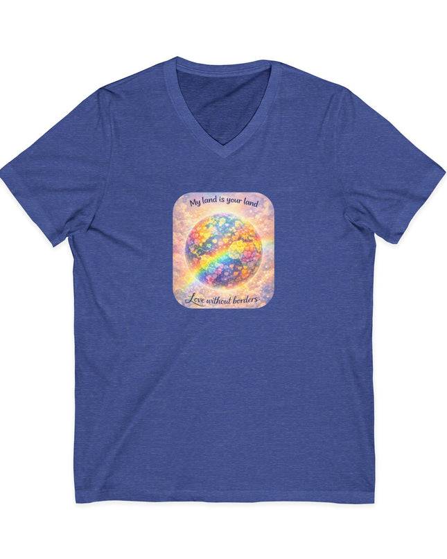 "My Land is Your Land" Unisex Jersey Short Sleeve V-Neck Tee