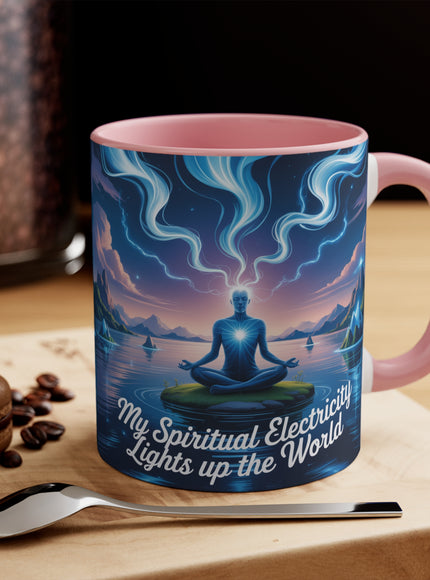 "My Spiritual Electricity Lights Up the World" Accent Mug