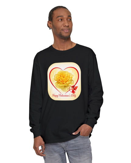 "Happy Valentine's Day" Unisex Garment-dyed Long Sleeve T-Shirt