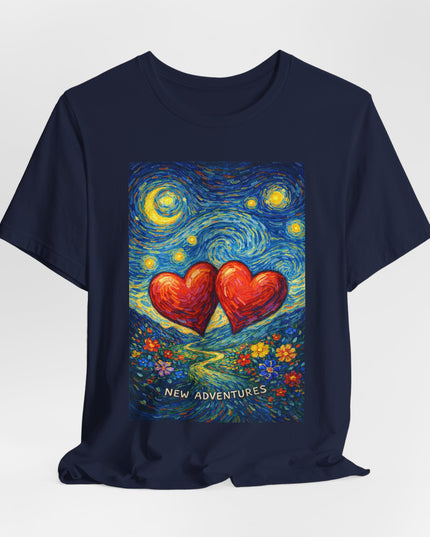 "Valentine's Day, New Adventures - Vincent Van Gogh Style" Unisex Jersey Short Sleeve Tee