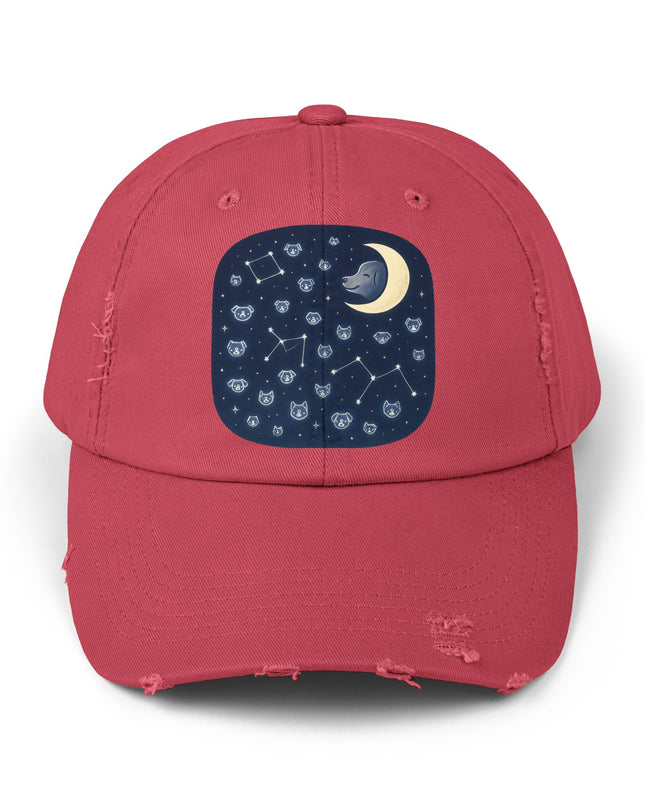 "Dog in the constellations" Unisex Distressed Cap