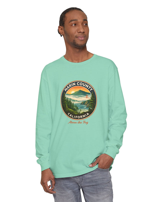 "Marin County, Above the Fog" Unisex Garment-dyed Long Sleeve T-Shirt