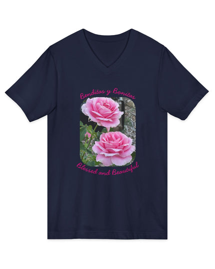 "Blessed and Beautiful" Ladies' V-Neck T-Shirt