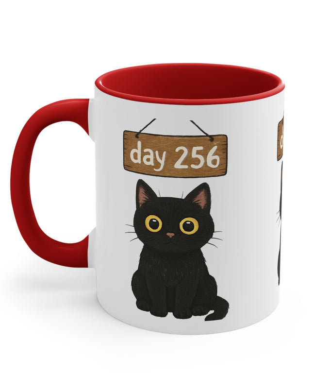 "Day 256 Not Blinking Black Cat" Accent Mug