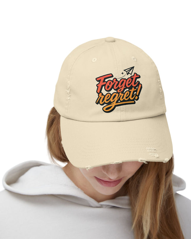 "Forget regret" Unisex Distressed Cap