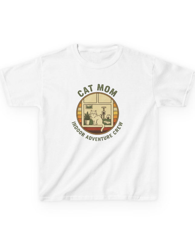 "Cat Mom Indoor Adventure Crew" Kids Heavy Cotton Tee