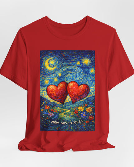 "Valentine's Day, New Adventures - Vincent Van Gogh Style" Unisex Jersey Short Sleeve Tee
