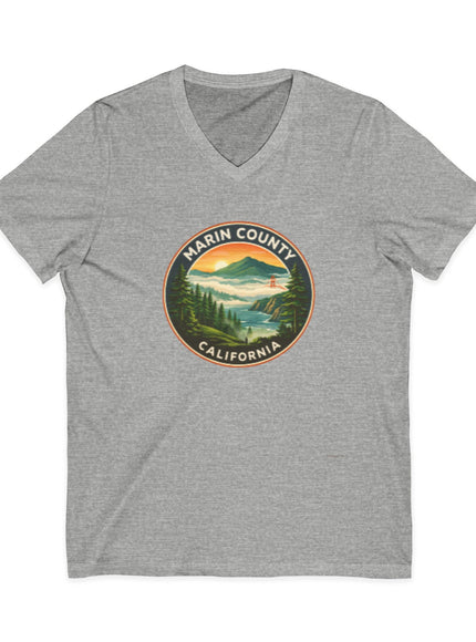 "Marin County, Above the Fog - no text" Unisex Jersey Short Sleeve V-Neck Tee