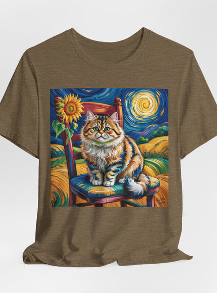 "Cat - Vincent Van Gogh style" V.1 Unisex Jersey Short Sleeve Tee