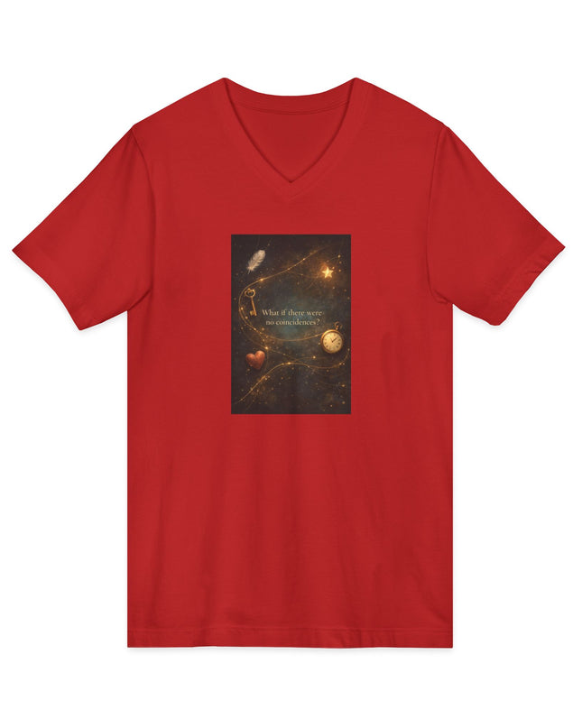 "What If There Were No Coincidences" Unisex Jersey Short Sleeve V-Neck Tee