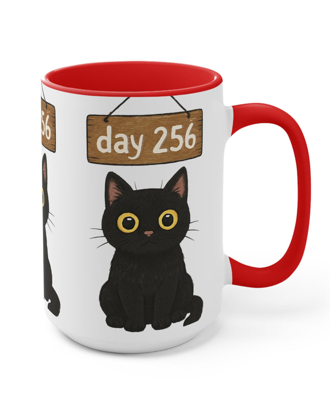 "Day 256 Not Blinking Black Cat" Accent Mug