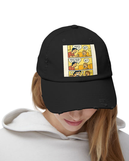 "67 is a Child's Only Answer" - Unisex Distressed Cap