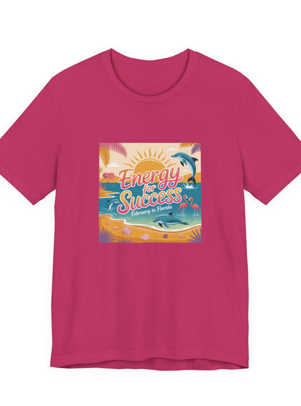 "February in Florida, Energy for Success (smaller design)" Unisex Jersey Short Sleeve Tee