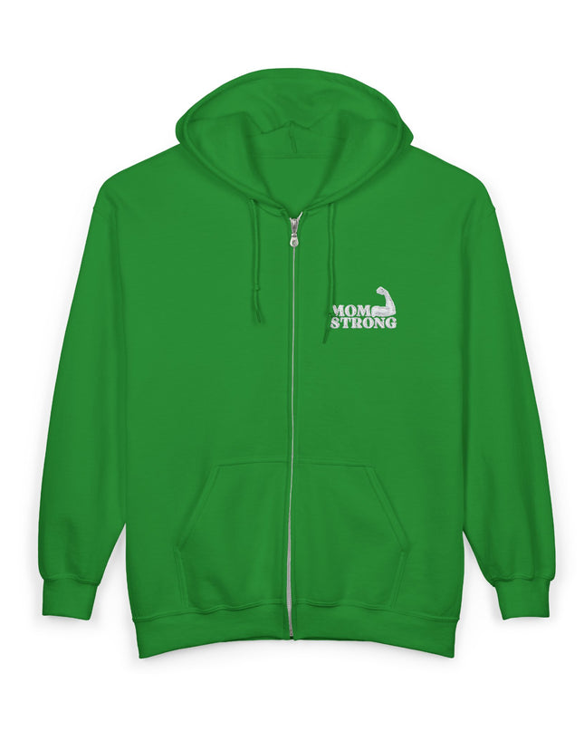 "Mom Strong (White embroidery)" Unisex Heavy Blend Full Zip Hooded Sweatshirt