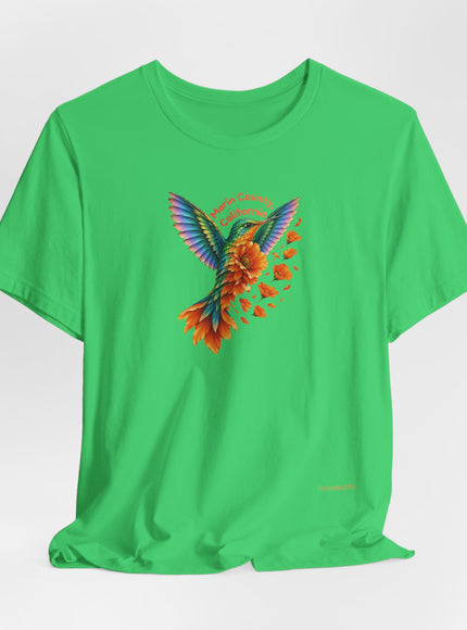 "Hummingbird and Poppies" Unisex Jersey Short Sleeve Tee