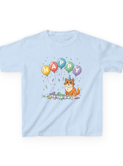 "Happy Birthday - Cat Popped the Balloons" Kids Heavy Cotton Tee