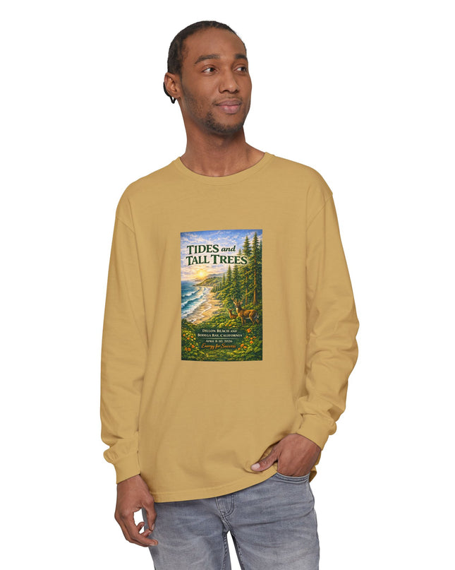 "Tides and Tall Trees" Unisex Garment-dyed Long Sleeve T-Shirt