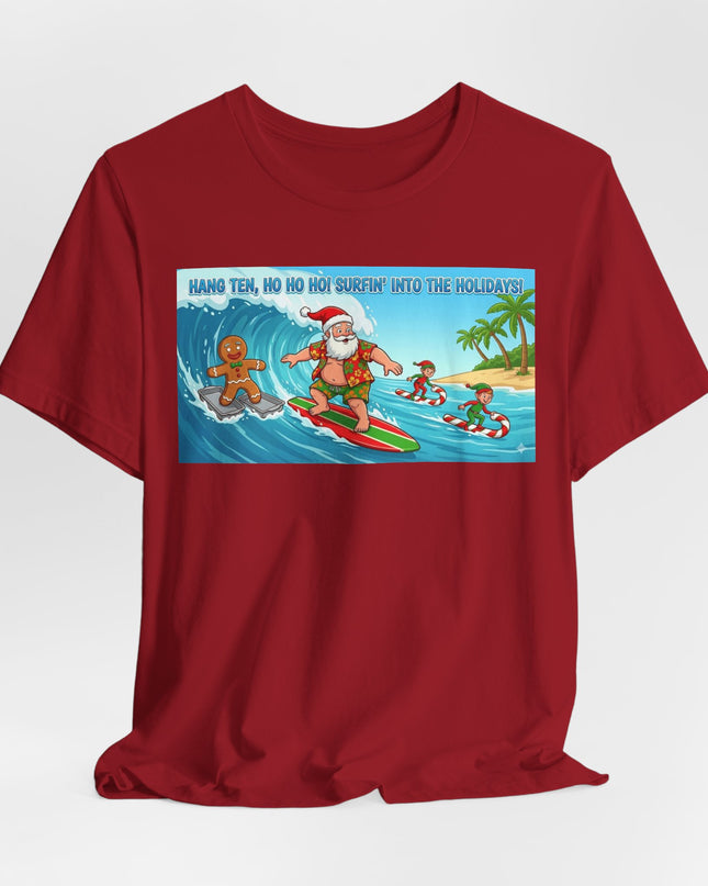 "Surfing into the Holidays" Unisex Jersey Short Sleeve Tee