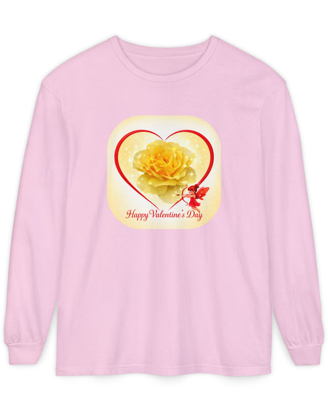 "Happy Valentine's Day" Unisex Garment-dyed Long Sleeve T-Shirt