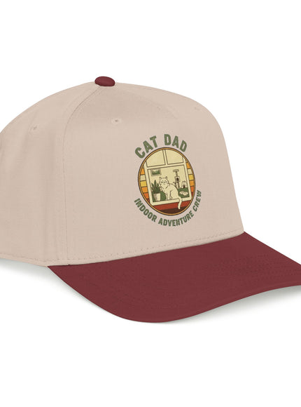 "Cat Dad Indoor Adventure Crew" Mid Profile Baseball Cap