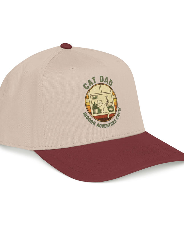 "Cat Dad Indoor Adventure Crew" Mid Profile Baseball Cap