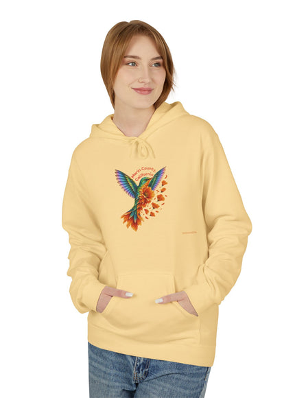 "Hummingbird and Poppies" Unisex Midweight Softstyle Fleece Hoodie