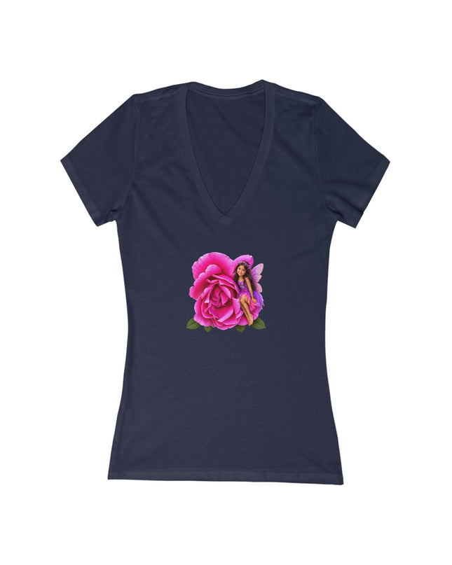 "Rose Fairy" Women's Jersey Short Sleeve Deep V-Neck Tee