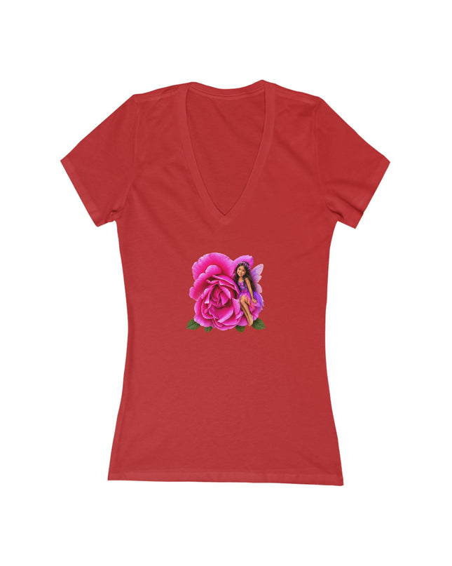 "Rose Fairy" Women's Jersey Short Sleeve Deep V-Neck Tee