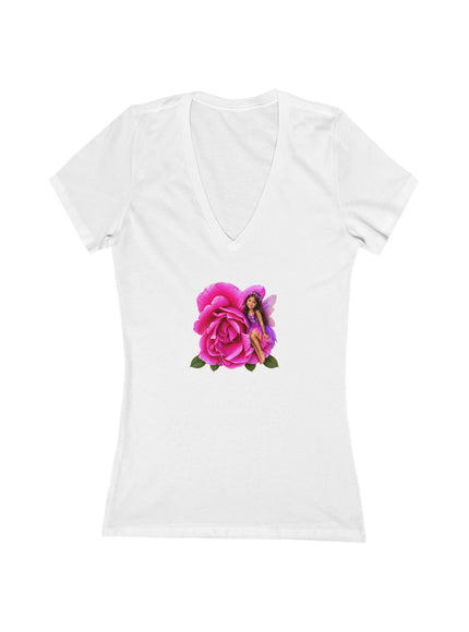 "Rose Fairy" Women's Jersey Short Sleeve Deep V-Neck Tee
