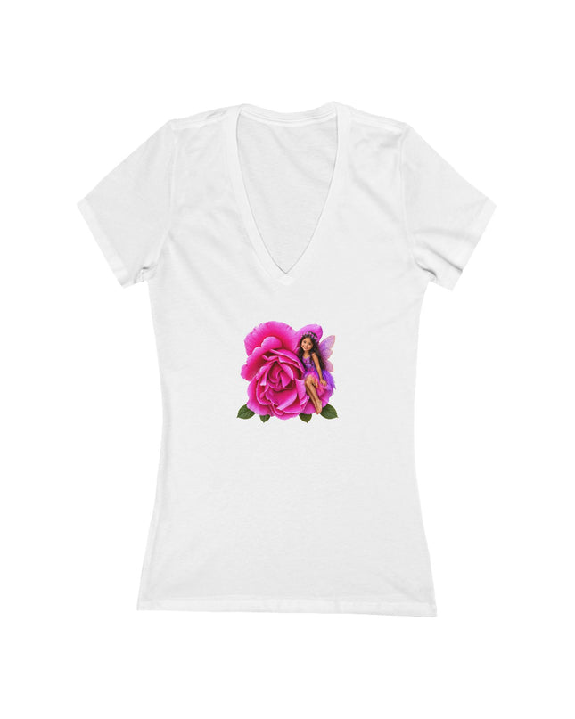"Rose Fairy" Women's Jersey Short Sleeve Deep V-Neck Tee
