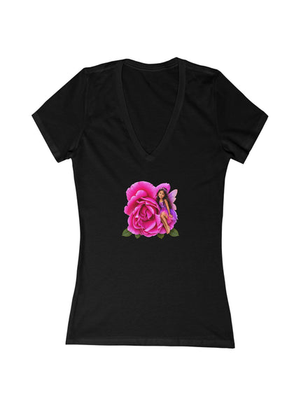 "Rose Fairy" Women's Jersey Short Sleeve Deep V-Neck Tee