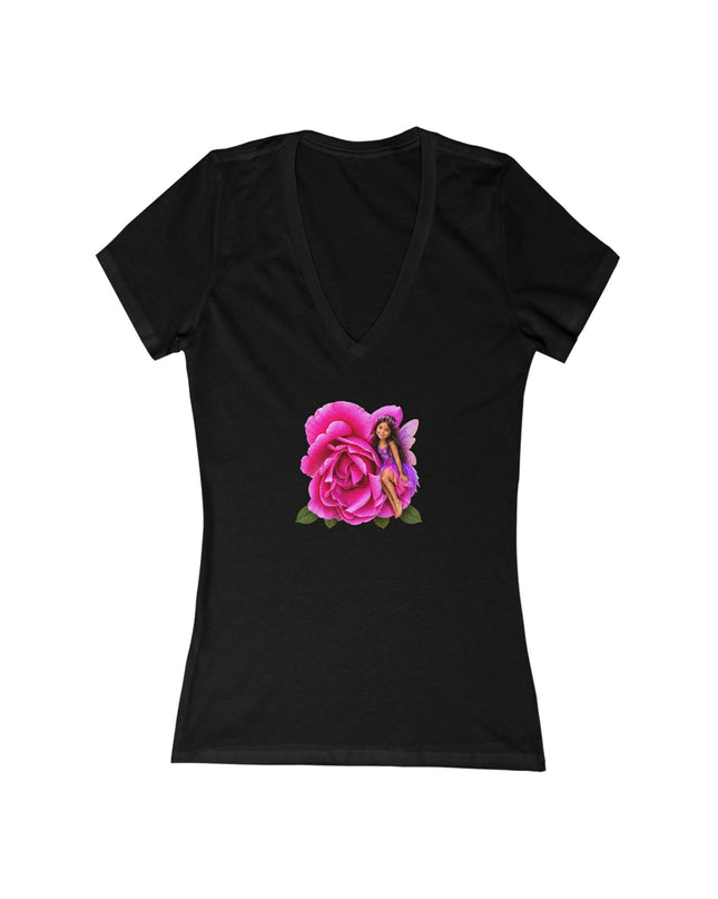 "Rose Fairy" Women's Jersey Short Sleeve Deep V-Neck Tee