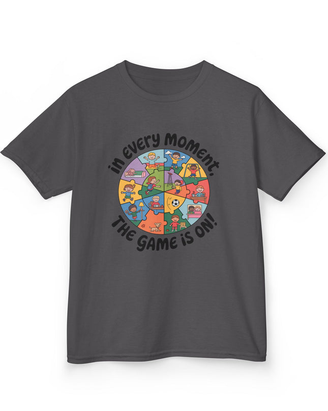 "In every moment, the game is on" Kids Short Sleeve Tee