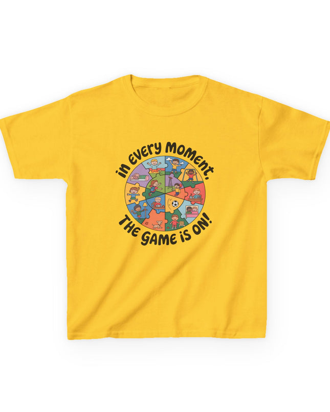 "In every moment, the game is on" Kids Short Sleeve Tee