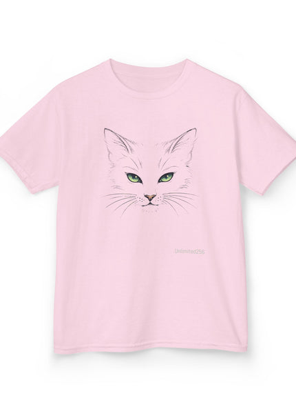 "Cat Face Sketch" Kids Heavy Cotton Tee