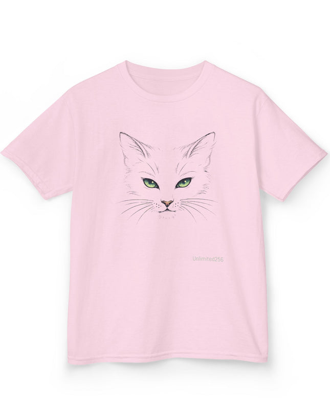 "Cat Face Sketch" Kids Heavy Cotton Tee