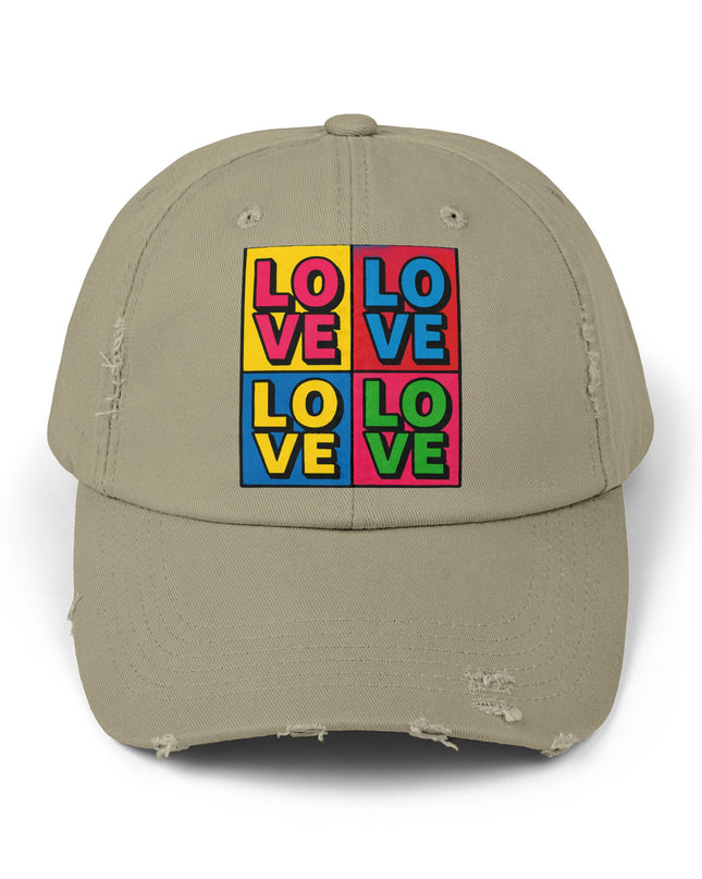 "Love (Andy Warhol style)"Unisex Distressed Cap