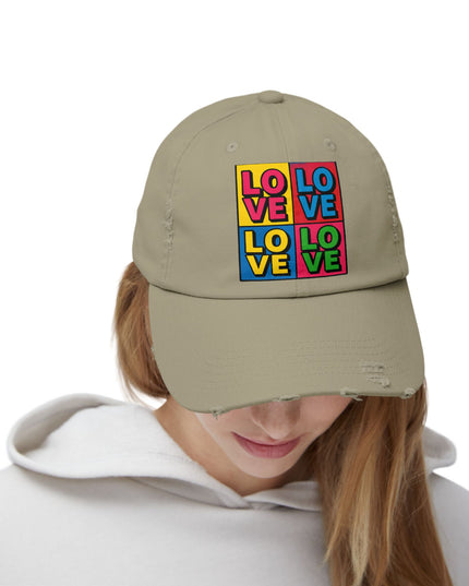 "Love (Andy Warhol style)"Unisex Distressed Cap