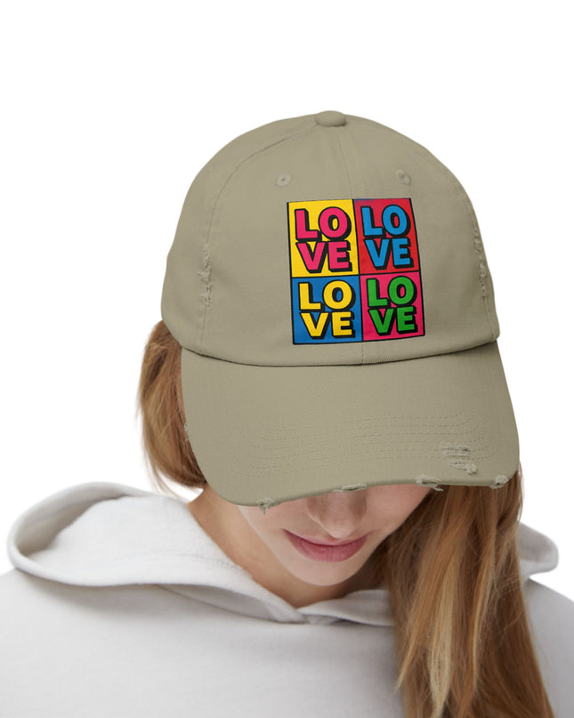 "Love (Andy Warhol style)"Unisex Distressed Cap