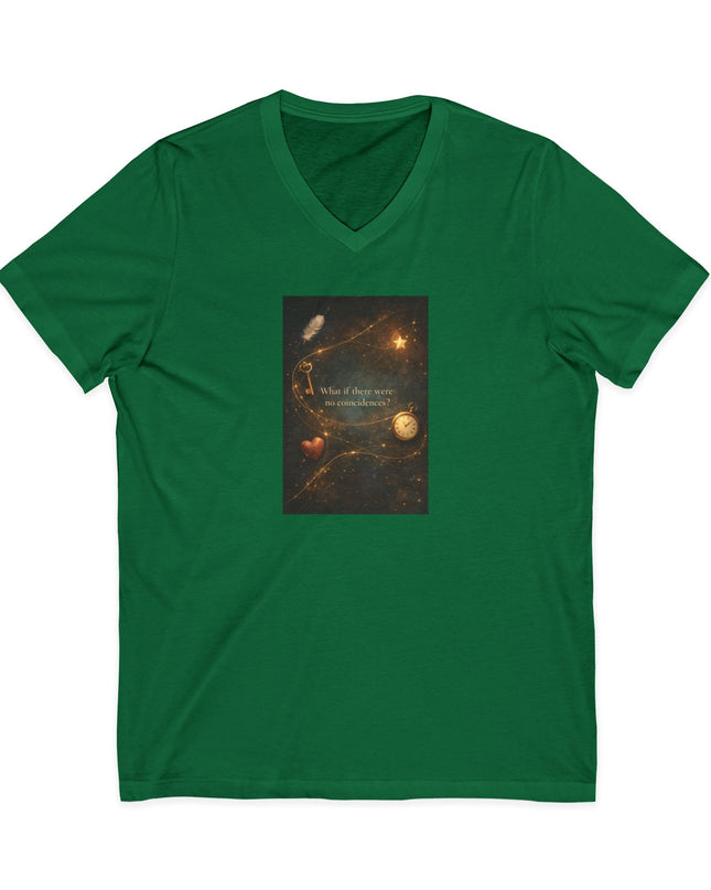 "What If There Were No Coincidences" Unisex Jersey Short Sleeve V-Neck Tee