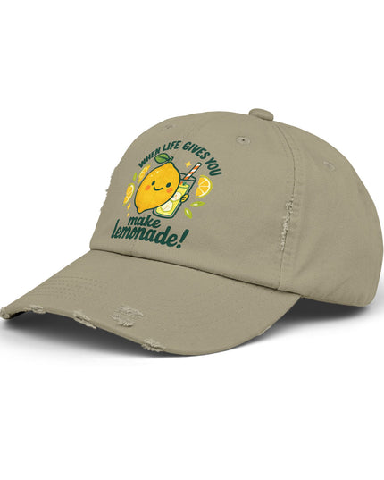 "When life gives you lemons, make lemonade" Unisex Distressed Cap