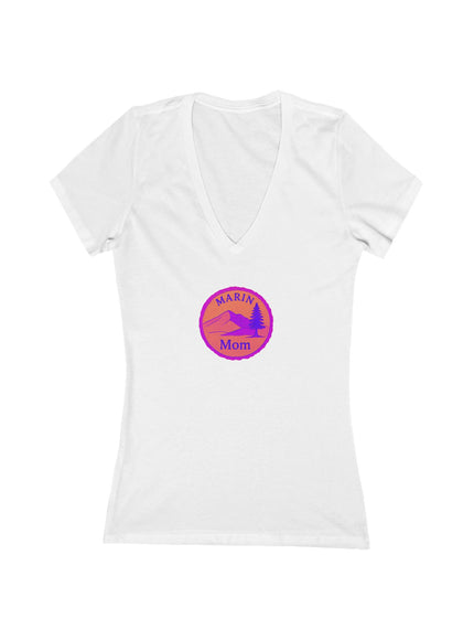 "Marin Mom" Women's Jersey Short Sleeve Deep V-Neck Tee