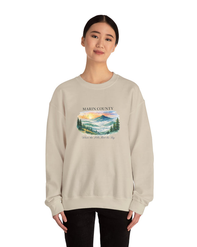 "Marin County, Where the Hills Meet the Sky" Unisex Heavy Blend Crewneck Sweatshirt