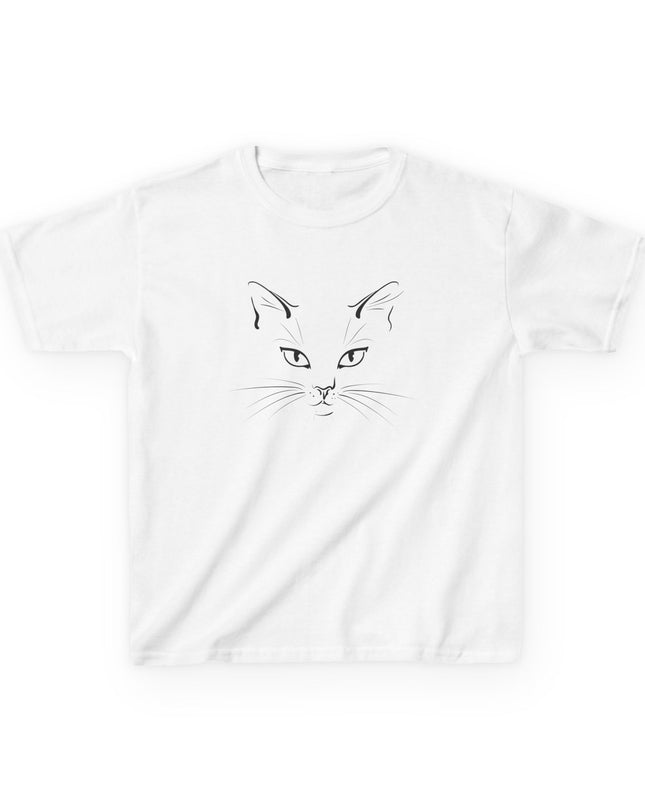 "Cat Face Sketch" Kids Heavy Cotton Tee