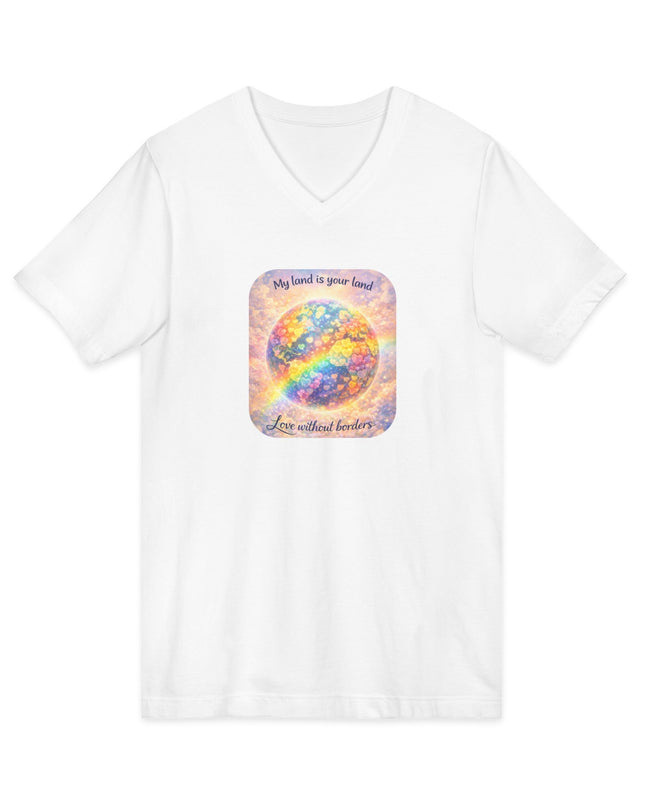 "My Land is Your Land" Unisex Jersey Short Sleeve V-Neck Tee