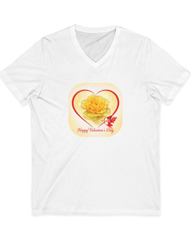 "Happy Valentine's Day" Unisex Jersey Short Sleeve V-Neck Tee