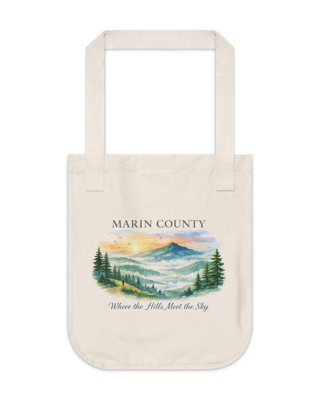 "Marin County, Where the Hills Meet the Sky" Organic Canvas Tote Bag